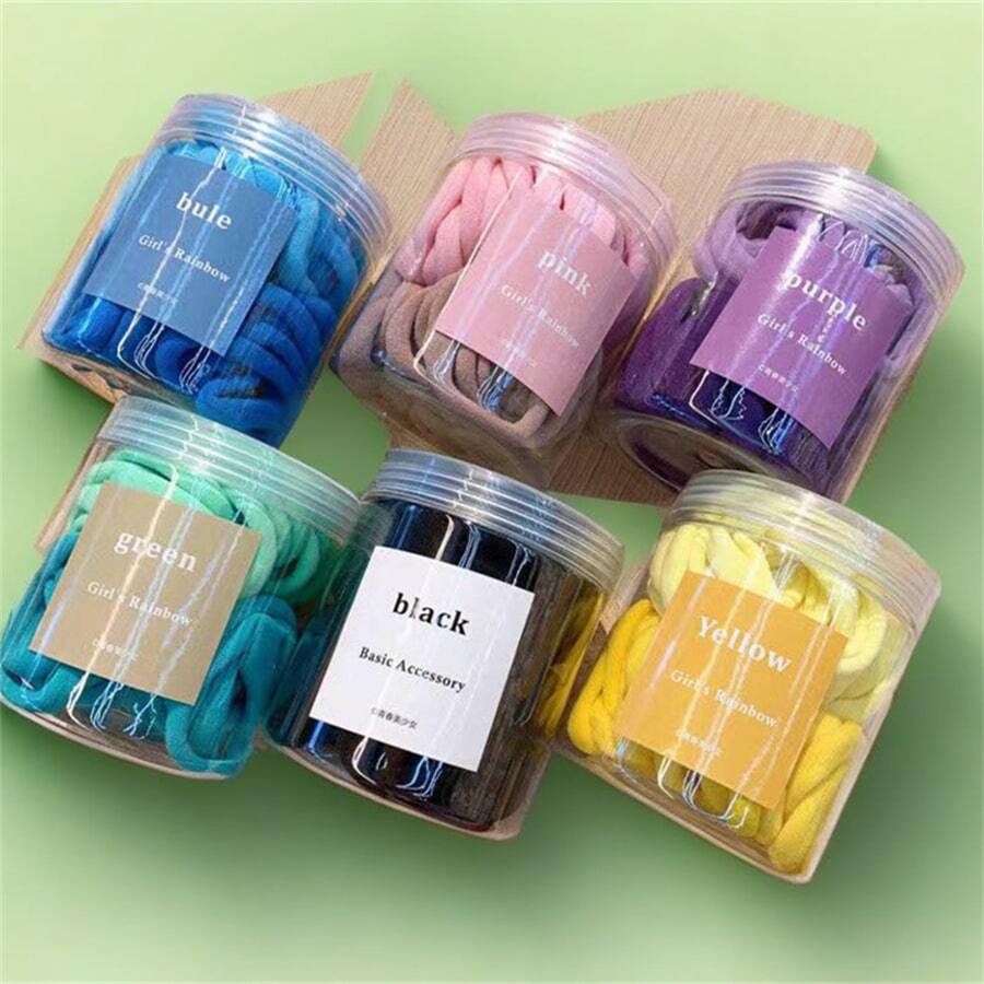 Simple And Highly Elastic 50 Canned Hair Ropes With Tied Rubber Bands ...