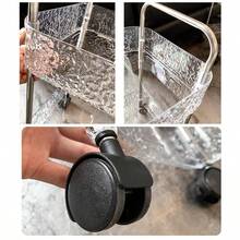 1入組/3層亞克力車式收納組織架，適用於辦公室、臥室、客廳、廚房，帶有可拆除車輪的架子-透明/灰色 - 透明色 - 查看 6