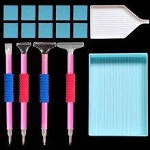 Diamond Painting Tools Kit(16 Pcs) DIY 5D Diamond Painting Accessories Cross Stitch Tool Set Including Diamond Stitch Pen, Pen Holder, Glue, Plastic Tray, For Adults DIY Art Craft