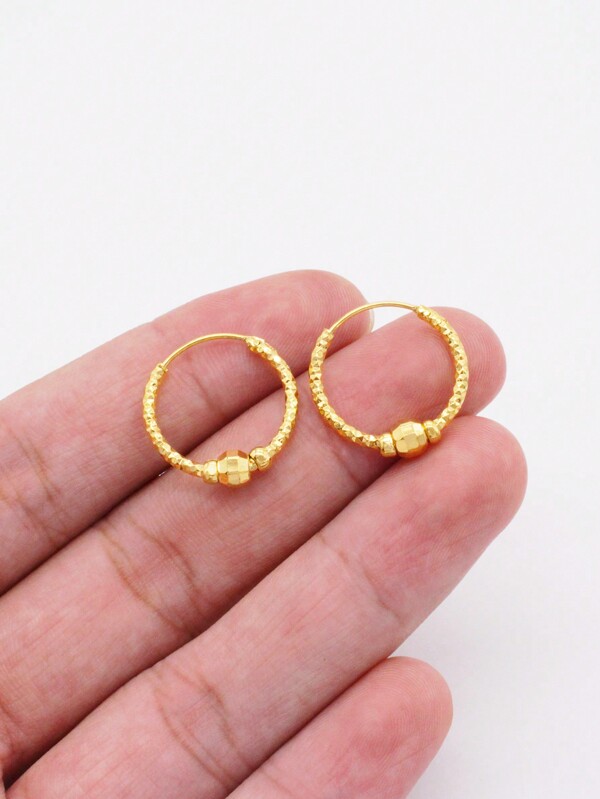 Brincos Folheados a Ouro Pequenos e Redondos, Brincos de Argola, Acessórios de Piercing, Jóias, Presente para Mulheres/Meninas