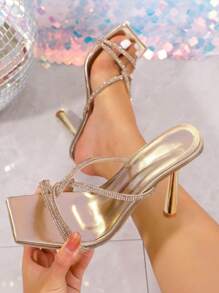 2024 Giày Sandal Nữ Cao Gót Thời Trang Và Thanh Lịch Có Dây Đeo Mắt Cá Chân - Hoa hồng vàng - Xem 1