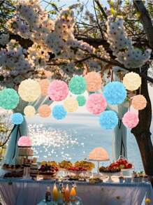 20pcs Party Decoration Paper Flower Balls, Origami Flowers Decor For Baby Shower, Wedding, Birthday,Christmas