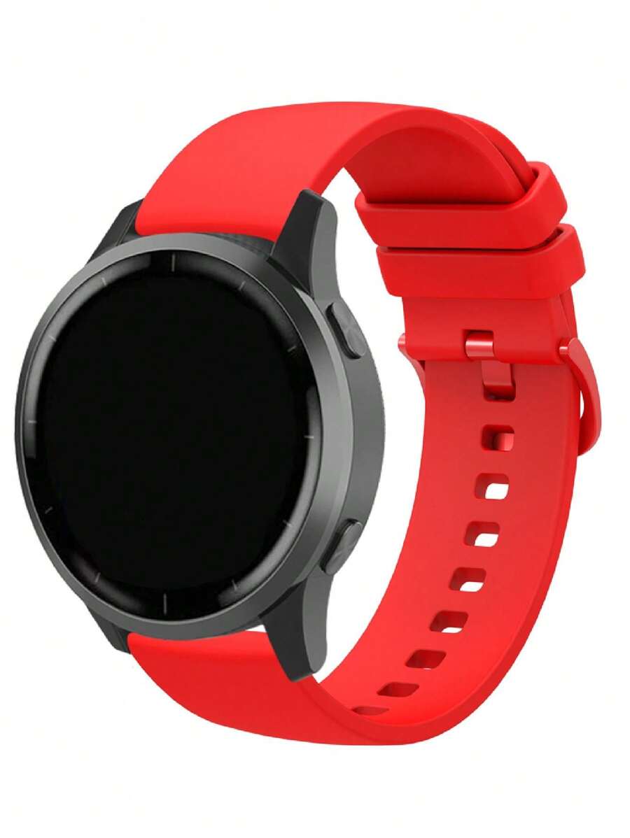 1pc 18mm 20mm 22mm Soft Silicone Watch Strap, Universal Compatible With Samsung Galaxy Watch Active 2/Watch 3 45mm/42mm, Gear S3, Galaxy Watch 4/5/6, Garmin - Suitable For Men & Women - Red - View 1