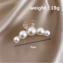 1 件女式仿白色仿珍珠装饰发夹，发爪，可爱，适合女士和女孩发夹发夹发夹发夹发夹，学校用品，大学 - 7cm仿珍珠髮爪 - 查看 5