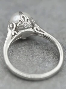 1 PC Classical Cubic Zirconia & Faux Pearl Ring For Women For Wedding Anniversary Jewelry Gift