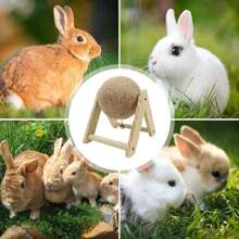 1入組兔子玩具磨爪球，黃麻耐磨耐咬穩定防翻筋斗小寵物益智玩具，兔子寵物貓玩具貓抓球形