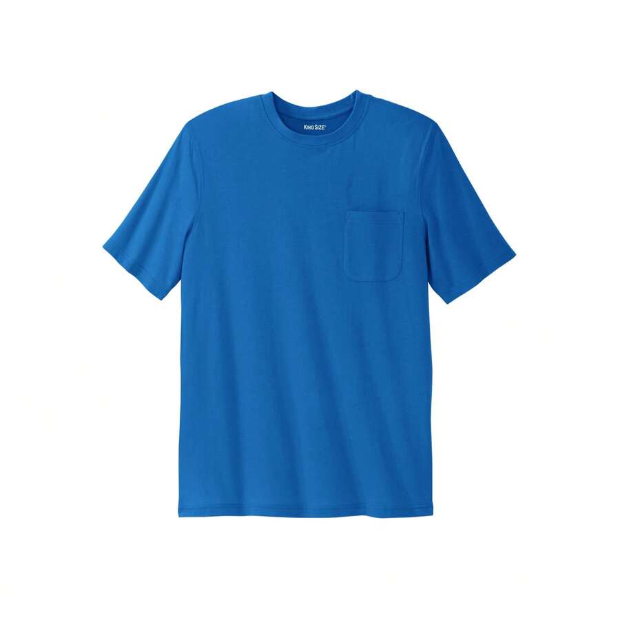 KingSize Men's Big & Tall Shrink-Less Lightweight Pocket Crewneck T-Shirt - Royal Blue - View 1