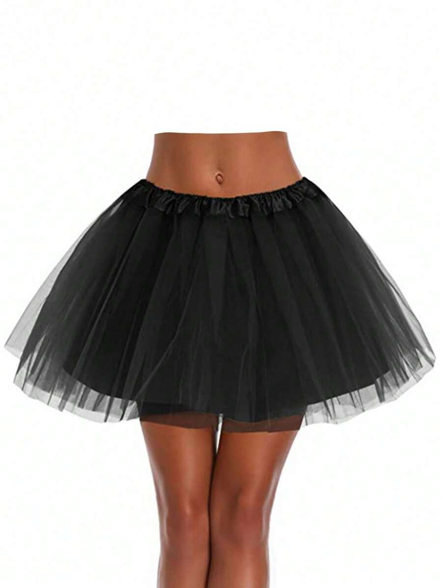 1 pièce Jupon en tulle à 4 couches pour adulte, Robe tutu bouffante de princesse, Costume pour cosplay, fête d'anniversaire, jeu de rôle, vêtements d'automne pour femmes