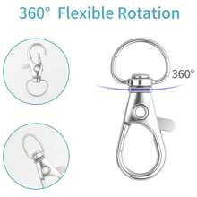 50pcs Silver Rotatable Keychain, Metal Key Ring With Hook, For Diy Keychain Making Casual Car Accessories Bag Charm School Cute Goth Y2k