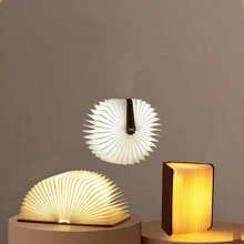 1 szt. Drewniana lampka LED do książek, 3 opcje kolorystyczne, odpowiednia na święta, urodziny, prezent dla dziewczyny, lampka nocna ładowana przez USB, walentynki, świąteczny prezent-niespodzianka - czerwonawo-brązowy - Zobacz 3