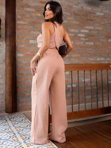 Women Pants - 卡其色 - 查看 1