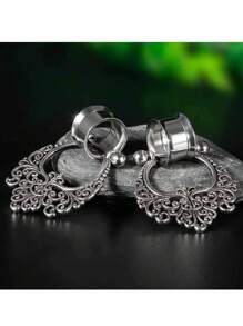 1-4 Cặp nút tai dạng ống bằng thép không gỉ, mặt dây chuyền hình mặt trăng, dụng cụ mở rộng, dụng cụ căng giãn, đồ trang sức xỏ khuyên tai hình mặt trăng 6mm-20mm - Nhiều màu - Xem 3