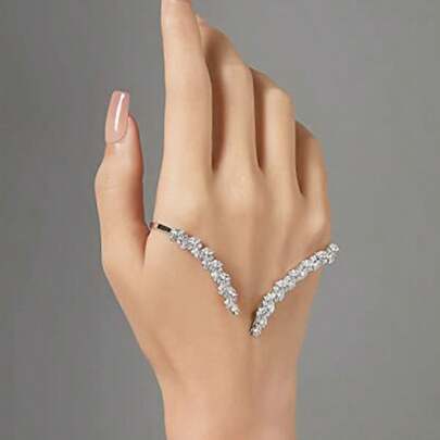 新款女士银色手镯，掌心式时尚配饰，适合婚礼、派对、优雅头饰和情人节等场合。