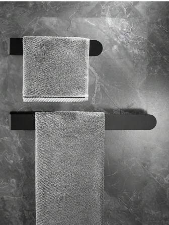 1 pieza Barra para toallas de acero inoxidable sin taladro, estante para toallas de baño, soporte para toallas montado en la pared, colgador para paños de cocina, con adhesivo fuerte para baño, cocina, inodoro, tocador