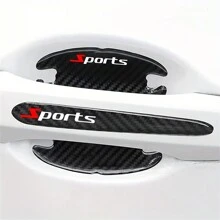 8pcs/Set Black Car Door Bowl Protection Stickers Sports Carbon Fiber Pattern Car Anti-Collision Strip Decoration Car Door Handle Stickers Anti Scratch Car Door Anti Collision Adhesive Strips Cover Scratches Door Bowl Protective Stickers