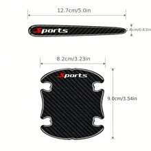 8pcs/Set Black Car Door Bowl Protection Stickers Sports Carbon Fiber Pattern Car Anti-Collision Strip Decoration Car Door Handle Stickers Anti Scratch Car Door Anti Collision Adhesive Strips Cover Scratches Door Bowl Protective Stickers