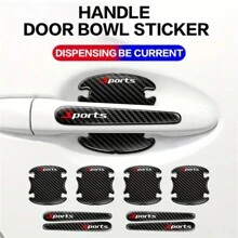 8pcs/Set Black Car Door Bowl Protection Stickers Sports Carbon Fiber Pattern Car Anti-Collision Strip Decoration Car Door Handle Stickers Anti Scratch Car Door Anti Collision Adhesive Strips Cover Scratches Door Bowl Protective Stickers