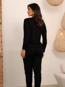 Women Pajama Sets - 黑色 - 查看 4