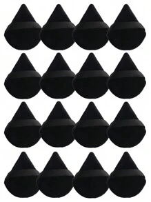 16 piezas de esponjas de maquillaje negras ultra suaves con forma de triángulo, borlas para polvo suelto que no absorben, adecuadas para principiantes