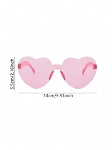 1pc Transparent Heart Shaped Party Glasses For Gathering, Selfie, All-Match, Funny & Stylish Glasses, Back To School Valentine Day - Multicolor - View 3