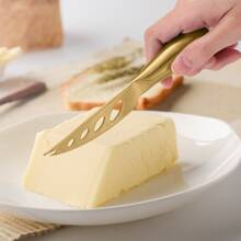 6pcs Silver Gold Cheese Knife Set, Stainless Steel Cheese Knife Set, Hard And Soft Cheese Knife, Serving Fork And Cheese Spreader, Cheese Knife, Cheese Slicer, Butter Cutter, Cheese Fork, Kitchen Supplies, Baking Tools,Kitchen,Christmas Gift - Multicolor - View 9