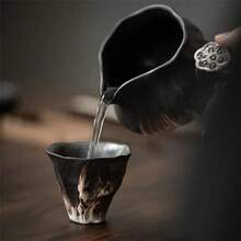 Japanese Wabi-Sabi Style Black Pottery Pink Blush Craft Tea Cup Set For Home Use, Small Single Cup Master Cup For Tea Ceremony - Lotus Teacup - View 5