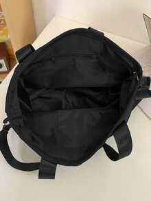 1 件大容量防水尼龙手提包/斜挎包，男女皆宜。简约设计，宽肩带，适合日常通勤。时尚，适合休闲场合。手提旅行露营健身房工作周末暑假假期随身携带实用黑色礼物个性化礼物男朋友爸爸丈夫 - 黑色 - 查看 11