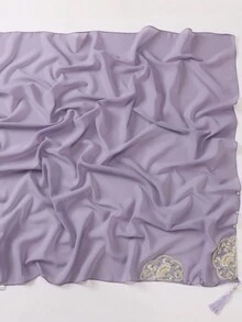 1Pc 90*90Cm Cung Điện Nữ Phong Cách Cổ Điển Voan Hijab Thêu Với Khăn Trùm Đầu Ngọc Trai Khăn Quàng Cổ Hồi Giáo Chống Nắng Mạng Che Mặt Hồi Giáo tua rua Kim Cương Khăn Choàng Duyên Dáng Băng Đô Thanh Lịch - Nhiều màu - Xem 14