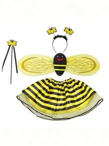 4 件套狂欢节黄蜂翅膀戏剧派对装扮角色扮演舞台表演节日道具万圣节 - 黃色 - 查看 15