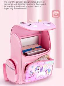 小学生背包，适合6-12岁（1-6年级）学生，可爱设计，男女童皆宜，紫色和粉色可选