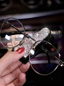 汽車多功能遮陽板眼鏡夾，1個藝術鑲鑽裝飾，創意汽車太陽眼鏡座 - 彩色 - 查看 7