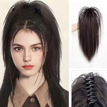 Large Clip In Ponytail Straight Hair Synthetic Hair 30cm 12inch High Ponytail Volumizing Increase Hair Volume - Dark Brown - View 1
