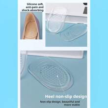1 Đôi Trong Suốt Tự Dính Silicone Đệm Gót Chân, Chống Trơn Trượt Giảm Chấn Cho Nữ Giày Nữ, giày Cao Gót - Trong sáng - Xem 3