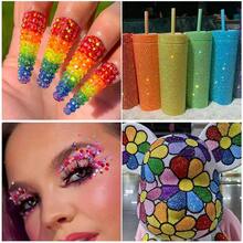 Hạt nhựa AB tròn 2mm, 5000 hạt/túi, không cần keo nhiệt, mặt phẳng, dùng để trang trí móng tay, quần áo, đồ thủ công, cốc, túi xách. - Hoa Mộc Lan - Xem 7