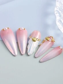 12 Grid 3D Ocean Theme Nail Decoration Pendant Alloy Shell Abalone Seahorse Starfish Conch Pearl Mini Caviar Beads Rhinestone 3D Ocean Series Metal Pendant Suitable For Nail Art Jewelry Making Technology DIY Nail Charms Nail Gems Nail Supplies