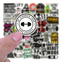 54张举重健身贴纸，艺术涂鸦乙烯基防水贴纸，适用于水瓶、笔记本电脑、手机、滑板、吉他、行李箱、剪贴簿、头盔、派对装饰和礼品。 - 杏色 - 查看 2