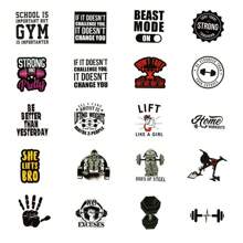 54张举重健身贴纸，艺术涂鸦乙烯基防水贴纸，适用于水瓶、笔记本电脑、手机、滑板、吉他、行李箱、剪贴簿、头盔、派对装饰和礼品。 - 杏色 - 查看 3