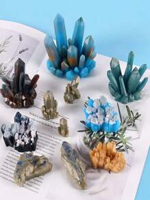 1pc 11 Style Crystal Cluster Silicone Mold, DIY Epoxy Resin Mold - White - View 2