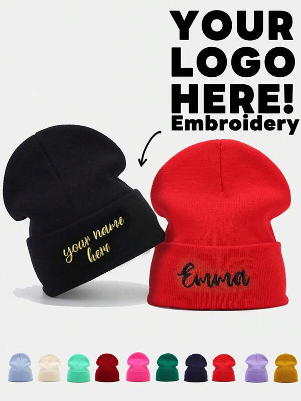 Um Gorro de Malha Bordado com Letra Personalizada Unissex Sem Aba, Gorro Personalizado para Casais, Adequado para Uso Diário, Presente do Dia das Mães, Elegante, Colorido, Fofo, Adorável, Contratado, Kawaii, Estiloso, Moda de Outono, Unissex, Casual Personalizado, Personalizado, Moda de Inverno Única, Presente de Natal, Presentes Personalizados para Estudantes do Ensino Médio, Estudantes Universitários, Caloiros, Calouros, Underclassmen