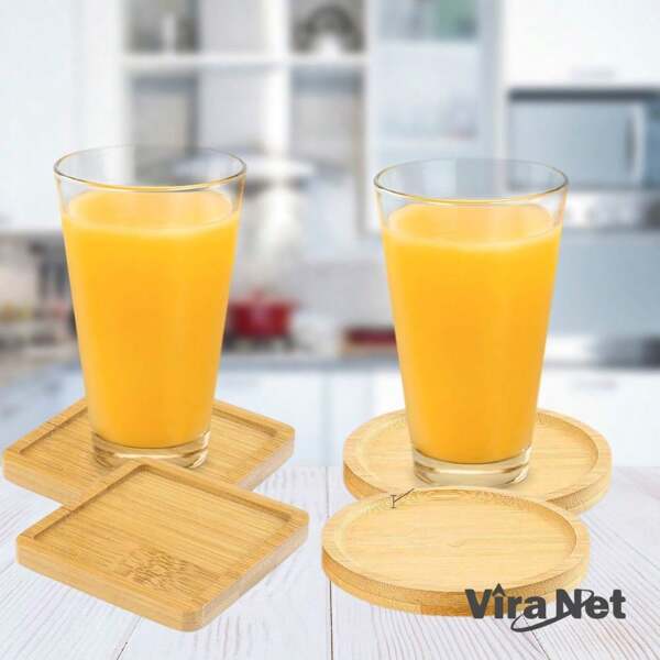 Kit Porta Copo 4 Peças Suporte Apoio Madeira para Copos Xícaras Canecas