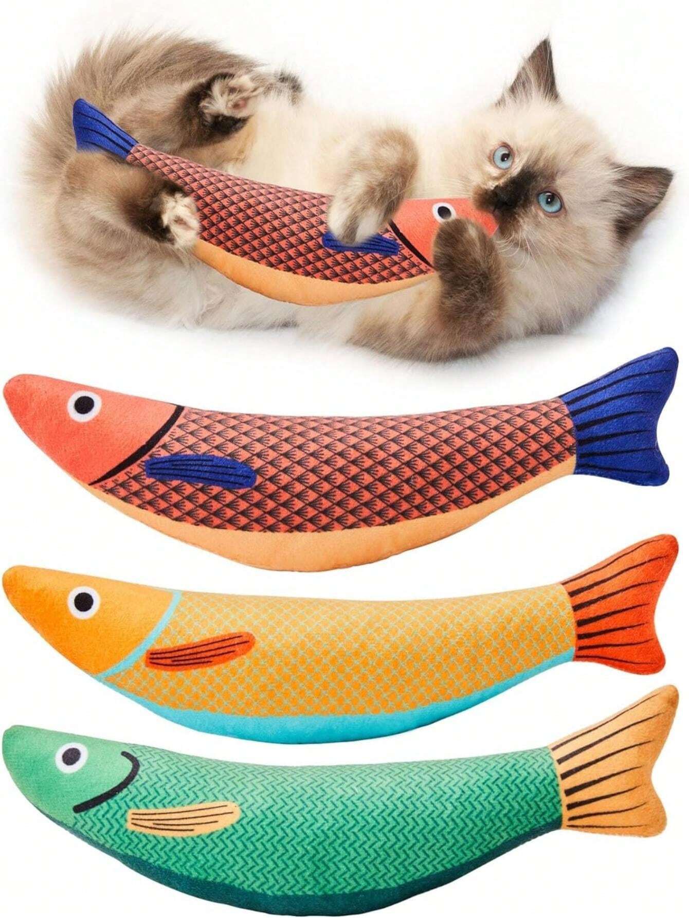 1pc Cat Toy Swordfish Design Chew Plush Toy, An Interesting Pet Toy
