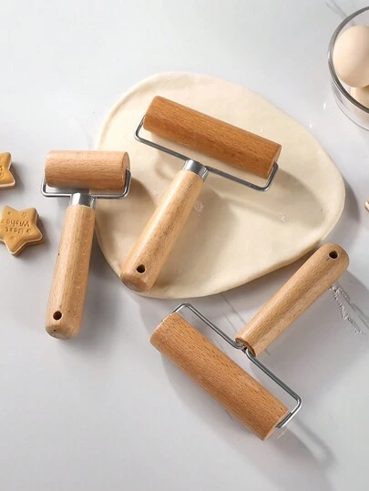 1pc Solid Wood Rolling Pin For Baking Dough With Jujube Wood Handles, Wooden Rolling Stick For Dough & Fondant, Large And Small Rollers