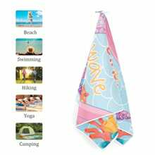 1條美人魚圖案超細纖維輕量海灘浴巾，75*150CM浴巾，適用於海灘、游泳、瑜伽、健身、露營，男女兒童皆宜，是海灘度假必備的好物，也是假期送禮的絕佳選擇 - 彩色 - 查看 9