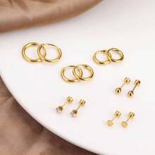 11 Pairs 14K Gold Plated Flat Back Earrings Small Stud Hoop Earring Sets For Multiple Piercing,Lightweight Dot Ball Cubic Zirconia Tiny Hypoallergenic Flatback Cartilage Earrings Set