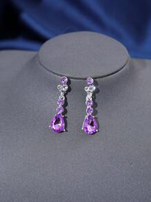 Set Of 4 Elegant Rhinestone And Rhinestone Queen Crown Necklaces - Bridal Wedding Headpiece For Events, Parties, Baroque Jewelry Valentine's Day Accessories - 淡紫色 - 查看 3