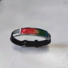 suteyi Bracelet en acier inoxydable pour homme ajustable à la mode avec le drapeau du Portugal