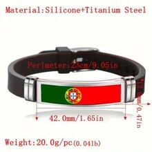 suteyi Bracelet en acier inoxydable pour homme ajustable à la mode avec le drapeau du Portugal