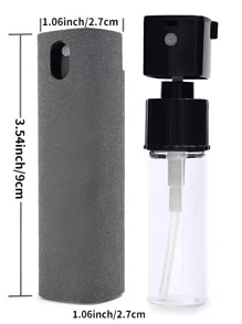 1 pieza Set de botella rociadora limpiadora de pantalla de microfibra 2 en 1 - Mantén limpio tu teléfono móvil, tableta y gafas
