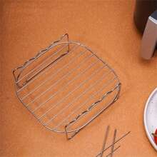 Phụ kiện nồi chiên không khí đa chức năng 1Pc-Giá hấp nướng bằng thép không gỉ với 4 xiên cho bữa ăn nấu chín hoàn hảo - Bạc - Xem 4