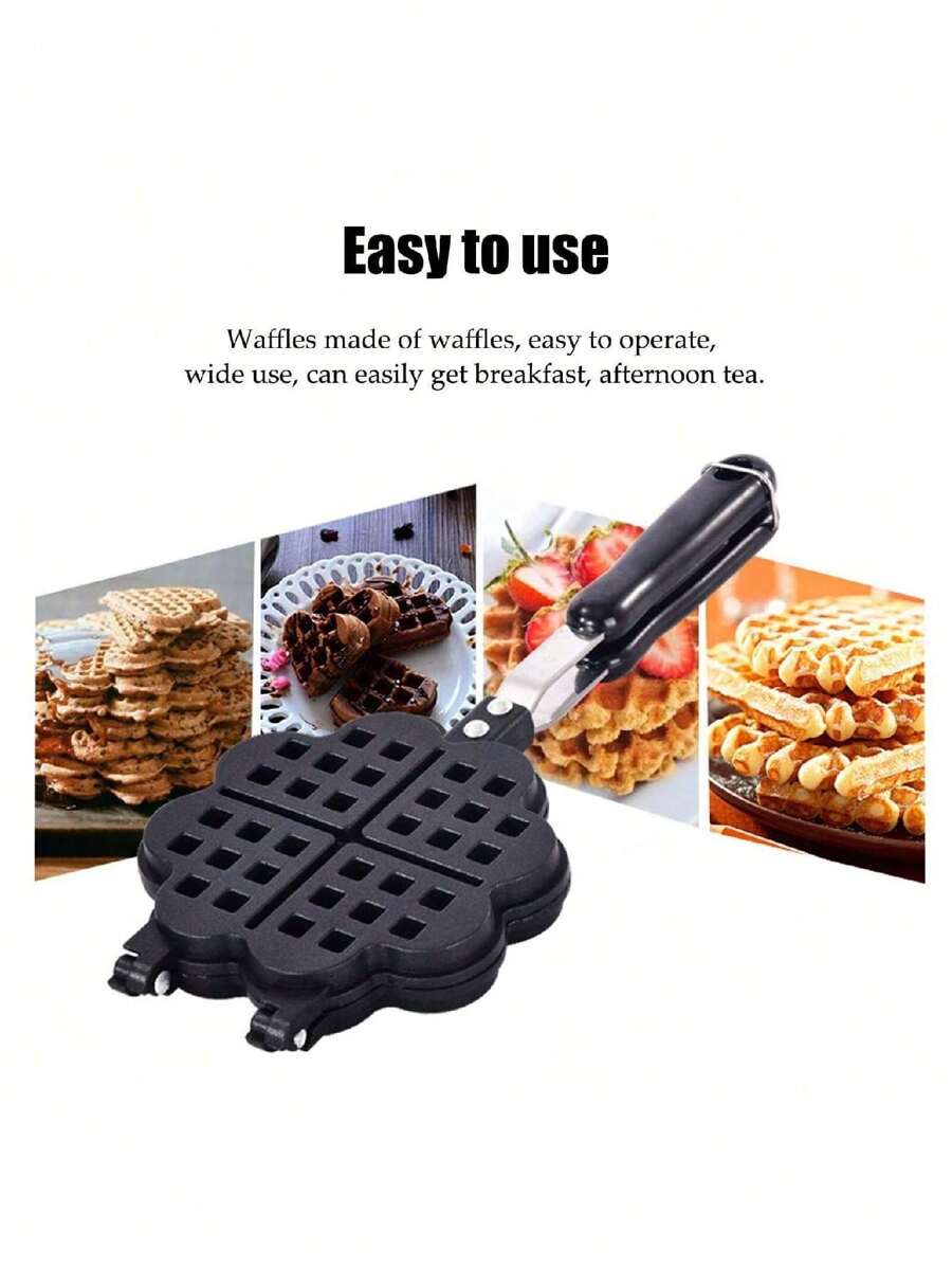 Molde para Hacer gofres, Molde para Hornear, Molde para Hornear, Molde Antiadherente de aleación de Aluminio, Placa Doble para Cocina casera - Negro - Ver 1